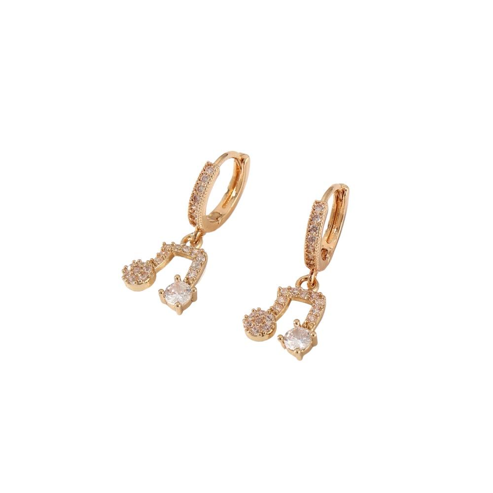 Простые серьги-подвески в виде нот для женщин, с кубическим цирконием, на каждый день, для вечеринок