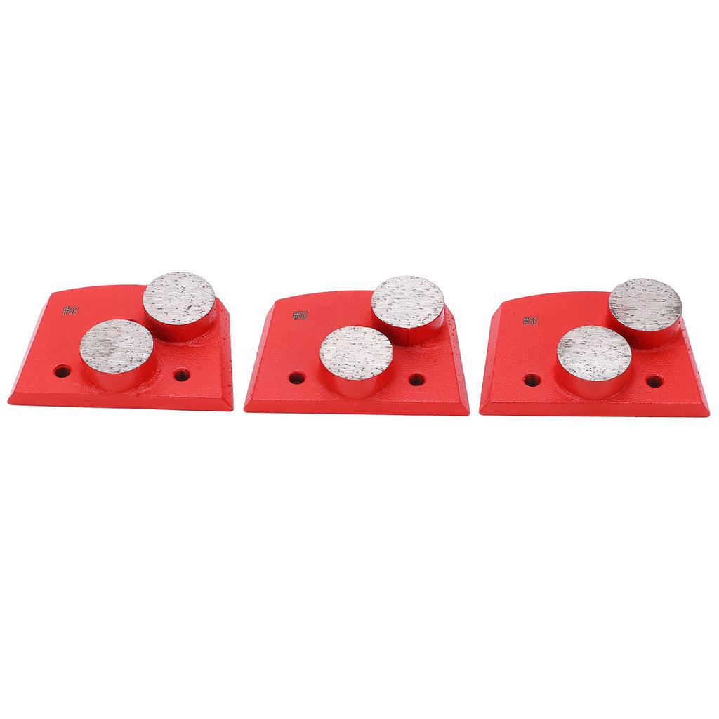 3Pcs Diamond Grinding Pads Red Trapezoid 30# Grit 2 Cylindrical Teeth for Concrete Polishing