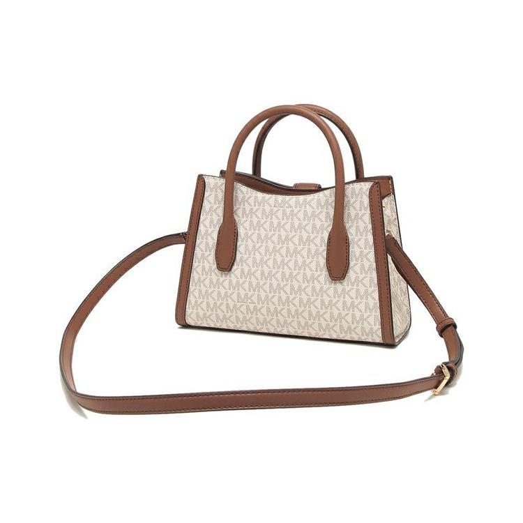New MICHAEL KORS Gabby Polyurethane One Shoulder Handbag, Crossbody Bag Trumpets Women's Vanilla White & Brown 35S3G5GS5B-150