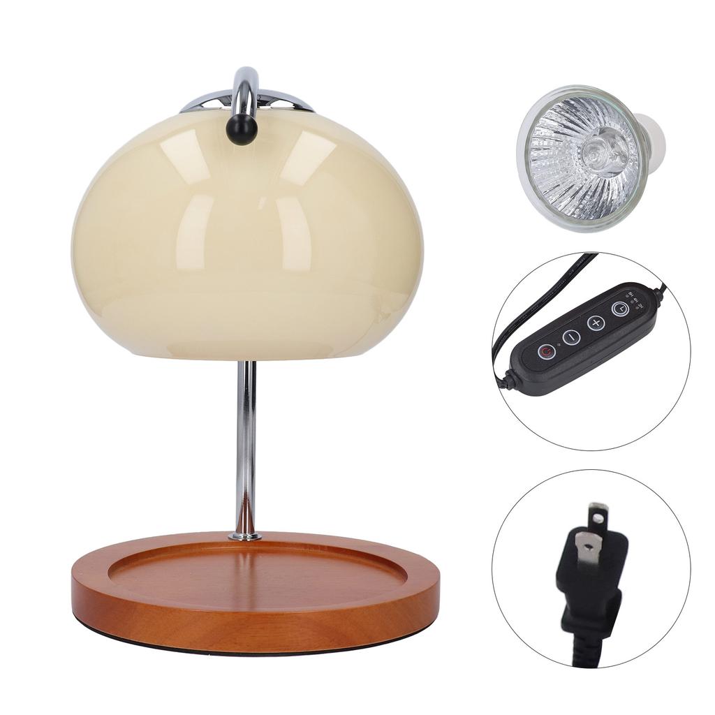 Лампа-свеча с подогревом и таймером, ретро, твердое дерево, стекло, безопасный теплый свет, регулируемая яркость, электрическая лампа-свеча