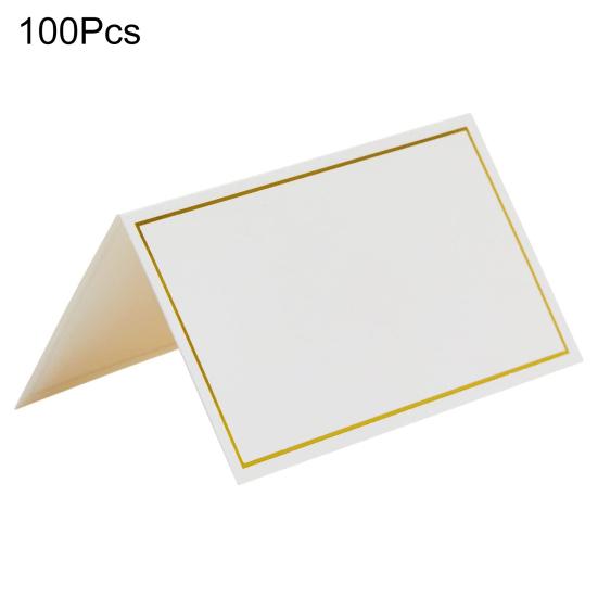 50/100 Sheets Ceat Cards Double-sided Golden Foil Border Thick Paper Smooth Writing Weddings Banquets Events Table Cards Name Cards Tent Cards