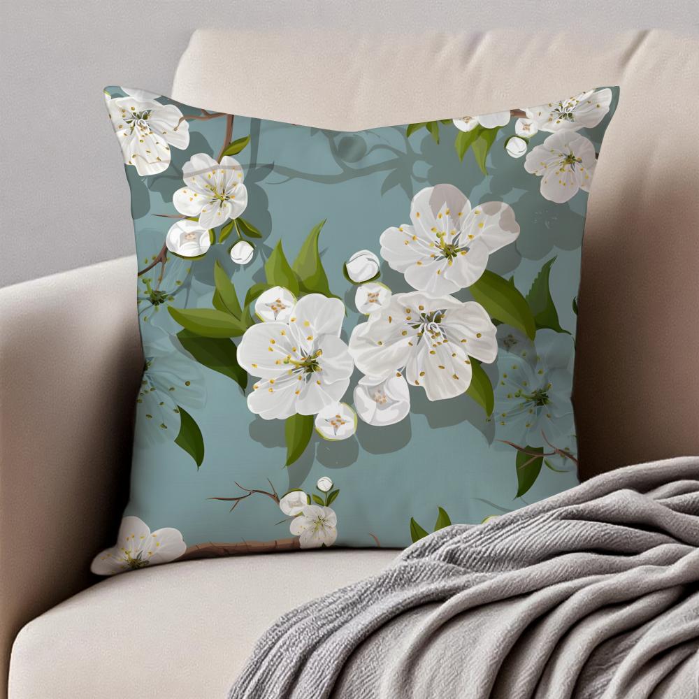 Цветы груши Цветы абрикоса Весенний цветок Наволочка для подушки Чехол для подушки Антипылевой Невидимая молния Короткий плюш Подушка для дивана