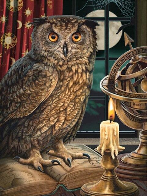 Алмазная картина Сова, полная дрель, украшение для дома, Алмазная вышивка, мозаика с животными, картина со стразами, настенное искусство