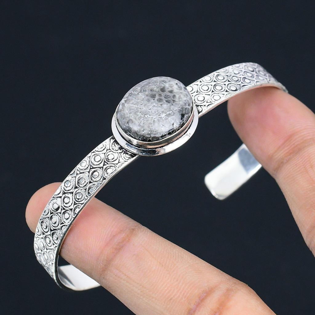 Хэллоуин Сделка Серебро 925 пробы Натуральный Скат Коралл Сестра Свадебный Браслет