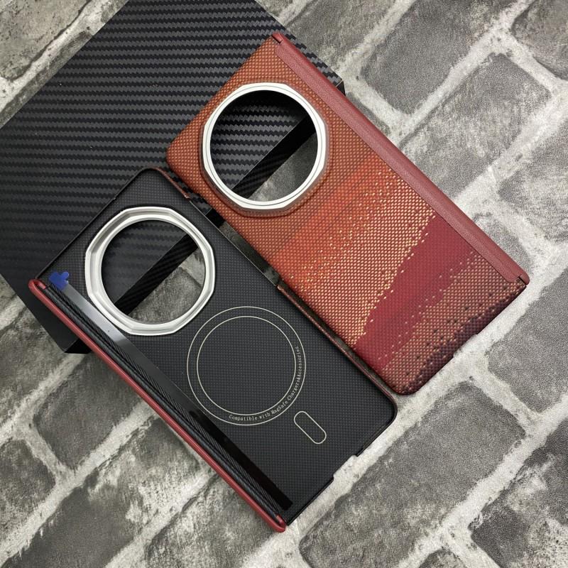 Honor Magic V5 Kevlar Carbon Fiber Magnetic Case With Metal Frame Heat Dissipation Protection Cover
