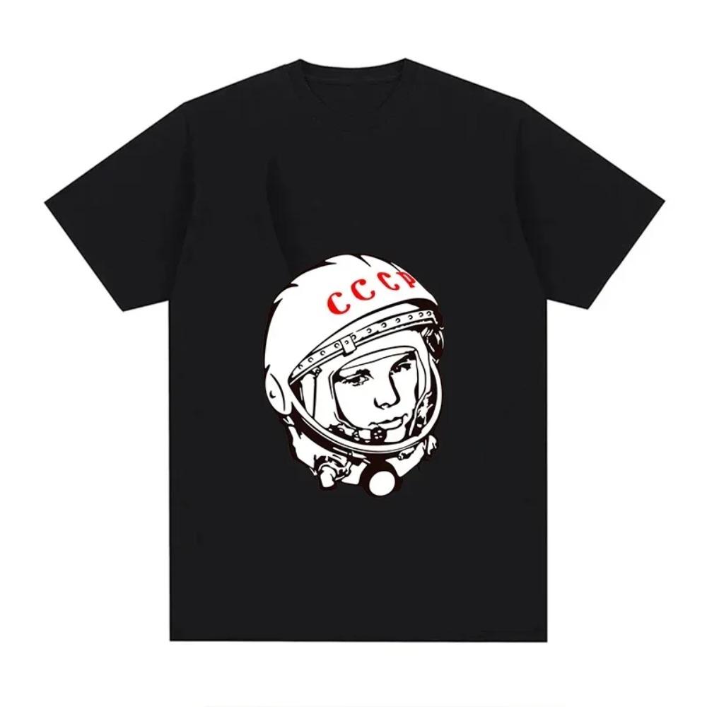 Футболка Funny Moon Astronaut для мужчин и женщин, больших размеров, модная, свободного покроя, с круглым вырезом, повседневная, уличная, Harajuku, унисекс, футболки