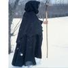 Stylish Black Cape Hood Robe Designed For Witch Wizard Fantasy And Cosplay Outfits