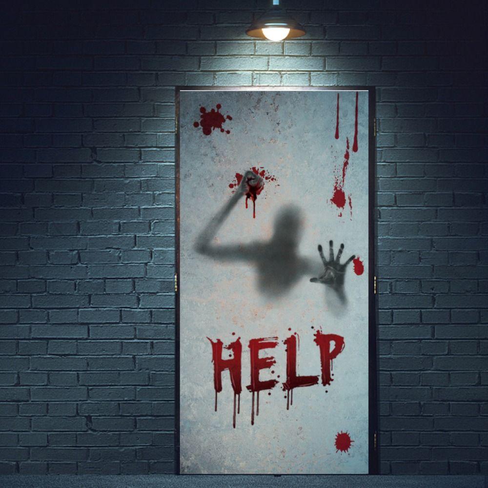 Large Size Scary Halloween Sticker Electrostatic Halloween Bloody Decal Window Ghost Decal  Home