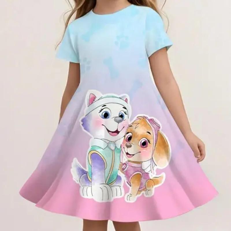 Girls Paw Patrol Loose Dress Summer Casual Beach Sundress Cute Cartoon