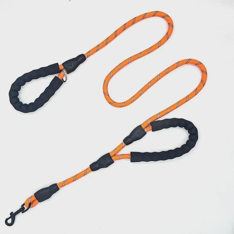 Double Handle Reflective Large Dog Leash with Logo