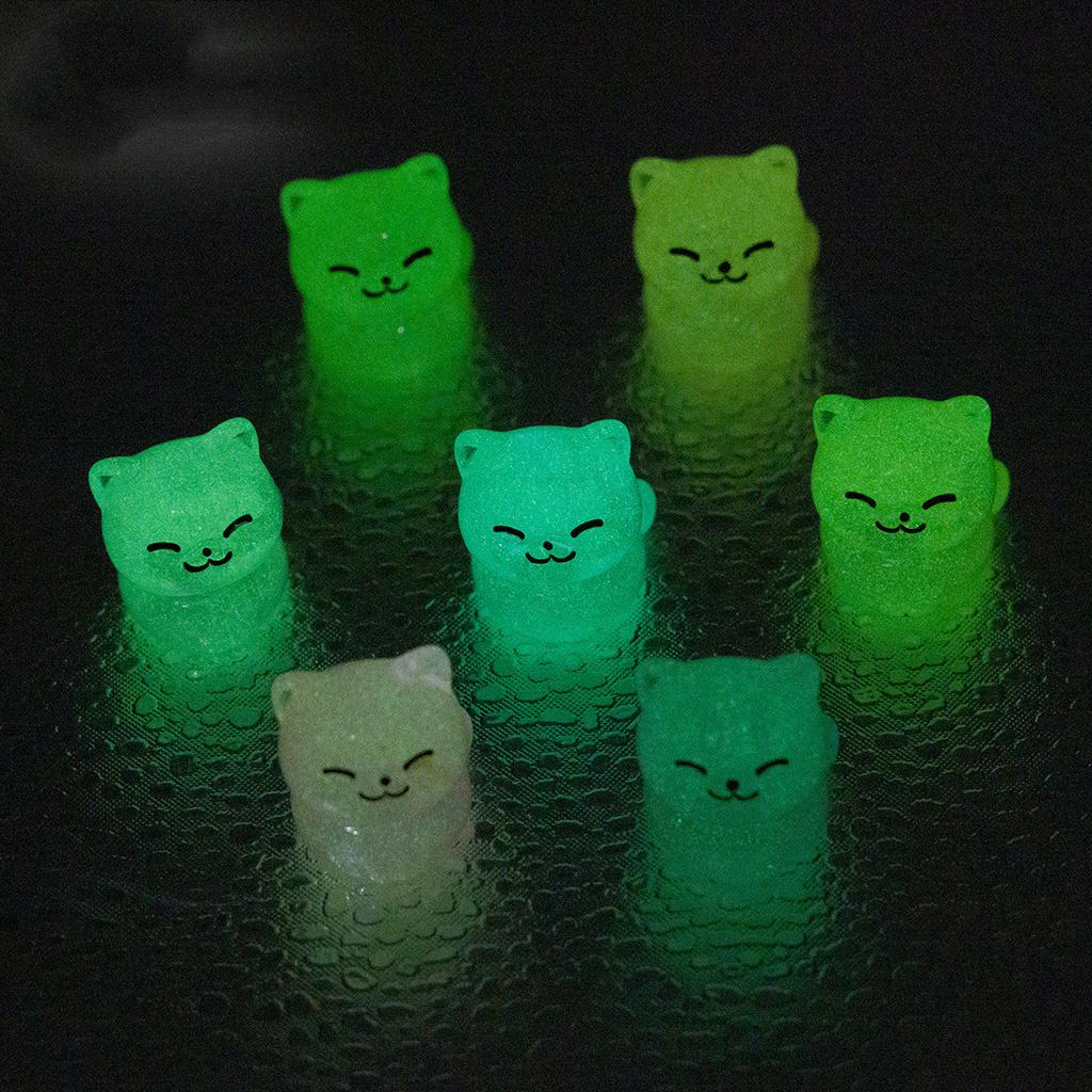 10 Colourful Lucky Kittens Glow In The Dark Mini Black Cats Home Decor Decorative Figurines Miniature Desk Decoration