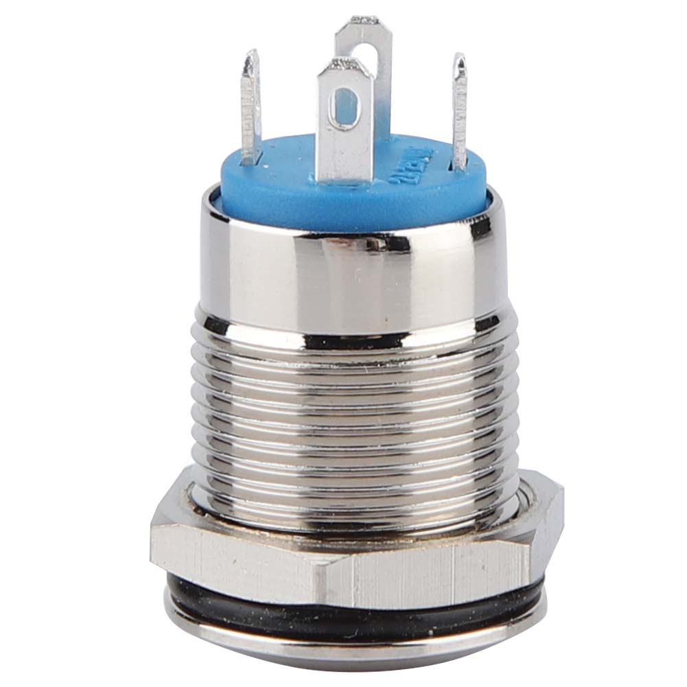 50pcs 12mm Metal Momentary Push Button Switch Auto Reset Flat Head 24V LED Light 4 Pin (Green)