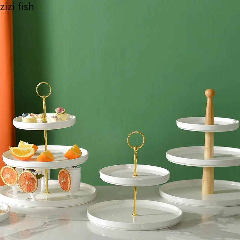 Multilayer Ceramic Fruit Plate Cake Pastry Bread Tray Snack Candy Plate Display Stand Home Kitchen Tableware Snacks Dessert Tray
