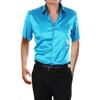 Loose Silk Satin Shirt Men Brand Short Sleeve Men Dress Shirts High Quality Wedding Party Chemise