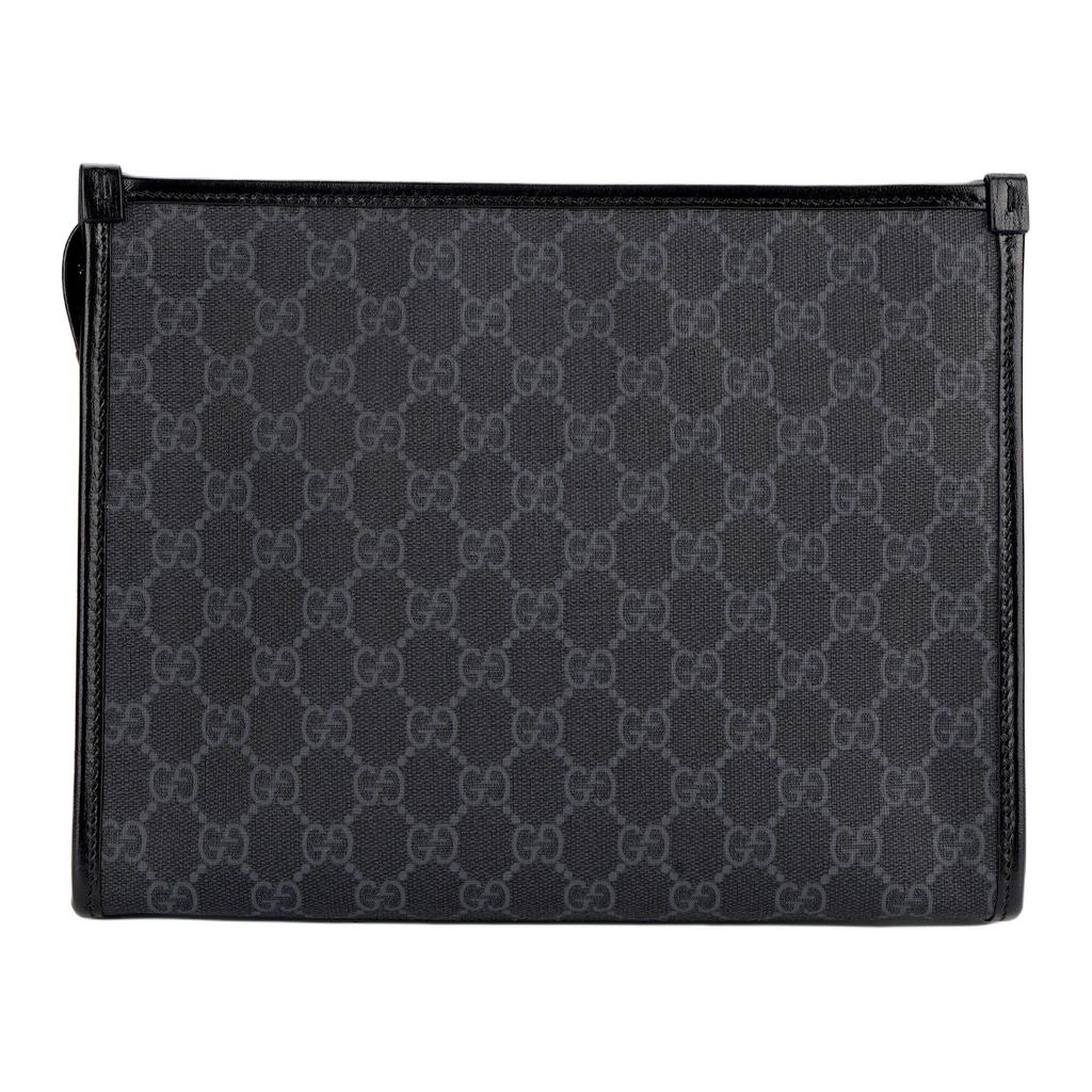Gucci Канва с кожей Сумка для макияжа Клатч Косметичка Мужская Черная Серая
