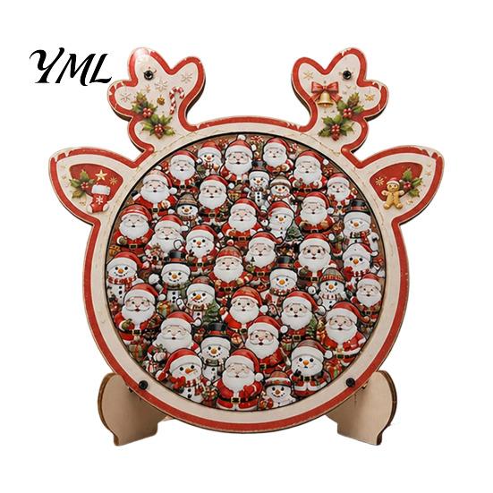 Christmas Jigsaw Puzzles Reindeer Puzzle Decoration, Santa Claus Cat Elk Theme Holiday Toy, Festive Wooden Set for Gift Pieces