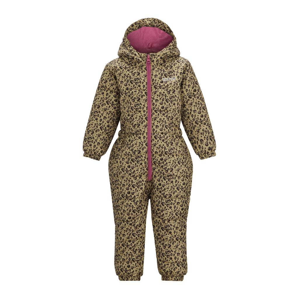 Regatta Childrens/Kids Penrose Heart Leopard Print Quilted Puddle Suit