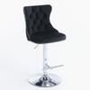 Swivel Velvet Barstools Adjustable Seat Height from 25-33 Inch, Chrome base Bar Stools with Backs Comfortable Tufted, Set of 2,DE1712BK,Black