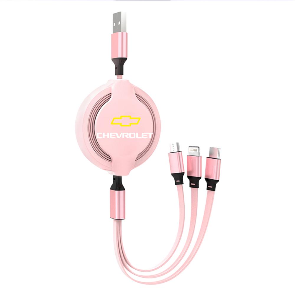 knuz4 Three-in-one Fast-charging Charging Cable IPhone Charger USB Data Cable For Chevrolet Cruze Spark Captiva Suburban Camaro Malibu
