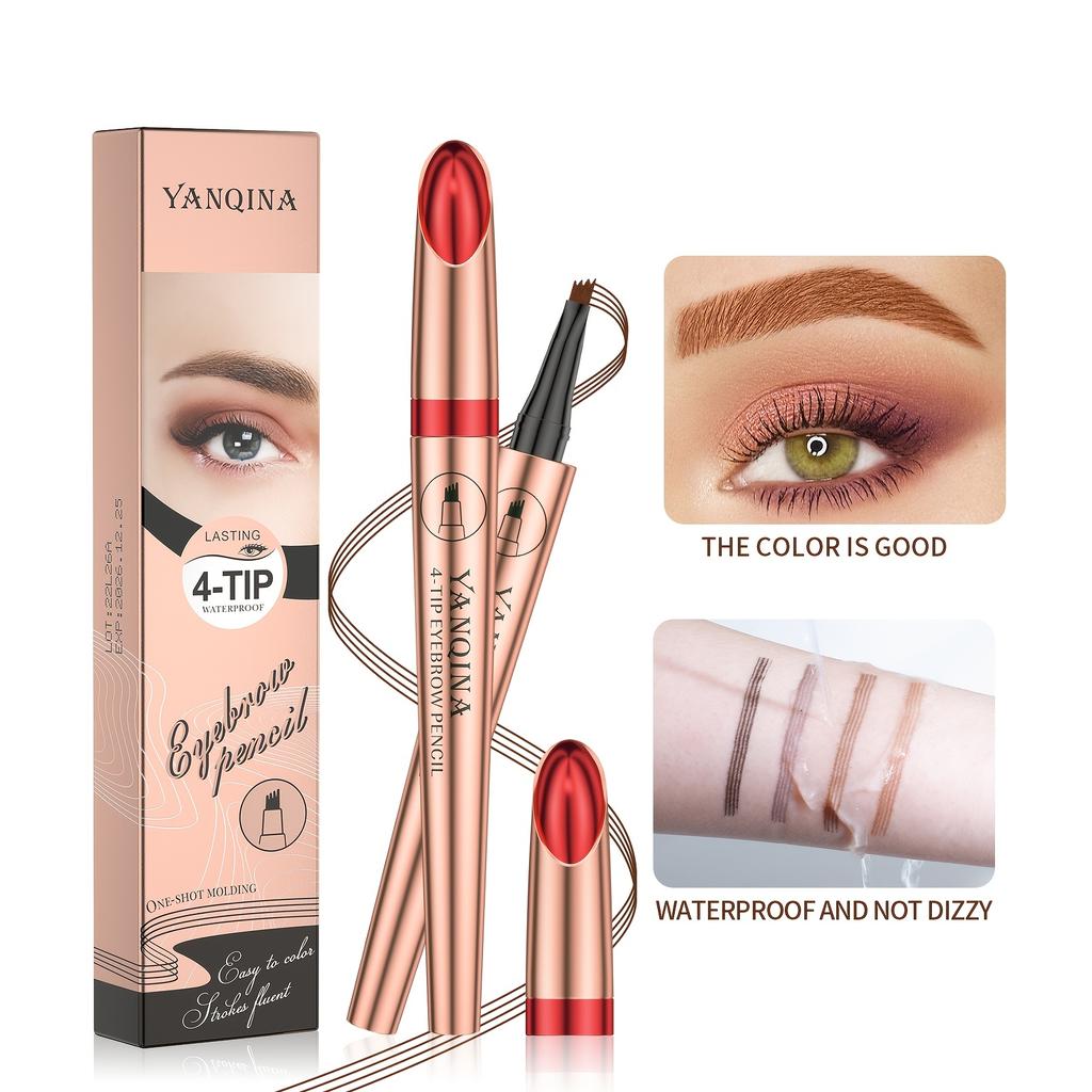 Stylish 4D Waterproof and Sweatproof and Long-lasting Makeup Four-pronged Liquid Eyebrow Pencil