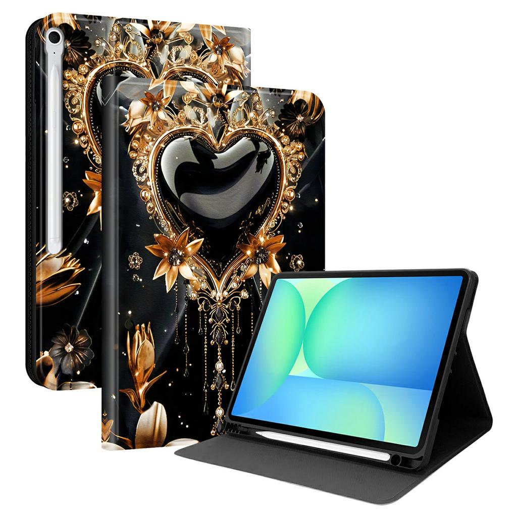 For Samsung Galaxy Tab S10 FE+ PU Leather Case Pattern Print Tablet Cover Stand with Pen Slot (Stylus Not Included)