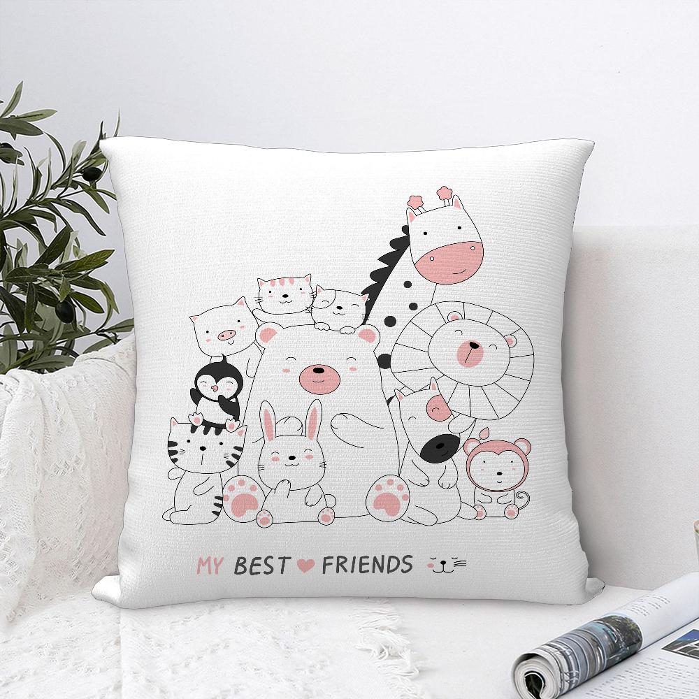 Cartoon Cute Animals Pillow Case Sofa Decorative Home Double-sided Print Plush Square Throw Pillow Covers Cushion Decor Cover