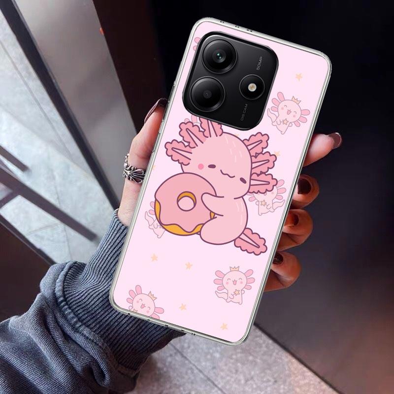 Милый Аксолотль Кавайный Чехол для Телефона Для Xiaomi Redmi Note 15 14 14S 13 12S 12 Pro Plus 11S 11 10S 10 4G Чехол 11E 11T 5G Печать Fundas