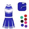 Kids Girls Costume Uniform Cheerleading Outfits Set Sleeveless Stand Collar Tank Top with Skirt