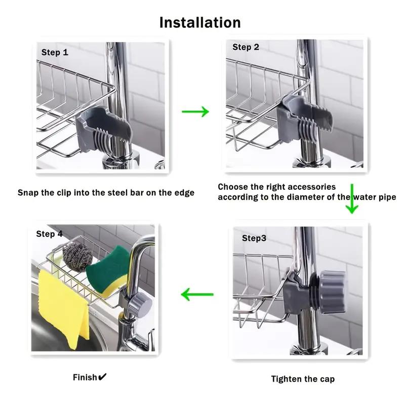 1 шт. подставка для кухонного смесителя, держатель губки, органайзер для раковины, подвесная полка для сушки, стеллаж для хранения из нержавеющей стали для губки, мыла