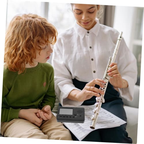 Alasum 1-Set Tuner for Brass Band Instruments, Flute, Trumpet, Bass, Trombone, Clarinet, Tuning Tool, Plastic, Black, No Battery