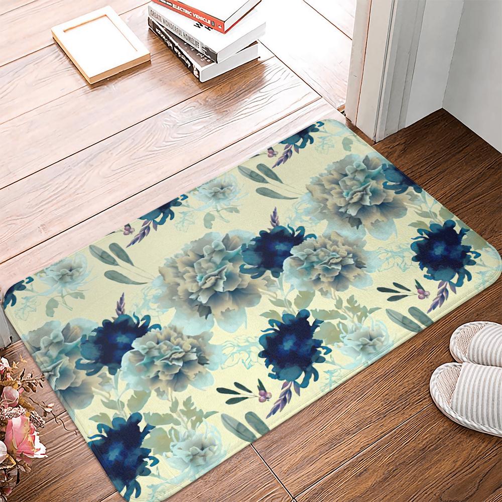 Нескользящий замшевый ковер с цветочным растительным пейзажем, дверной коврик, дверной коврик, напольный коврик для кухни, гостиной, ковер
