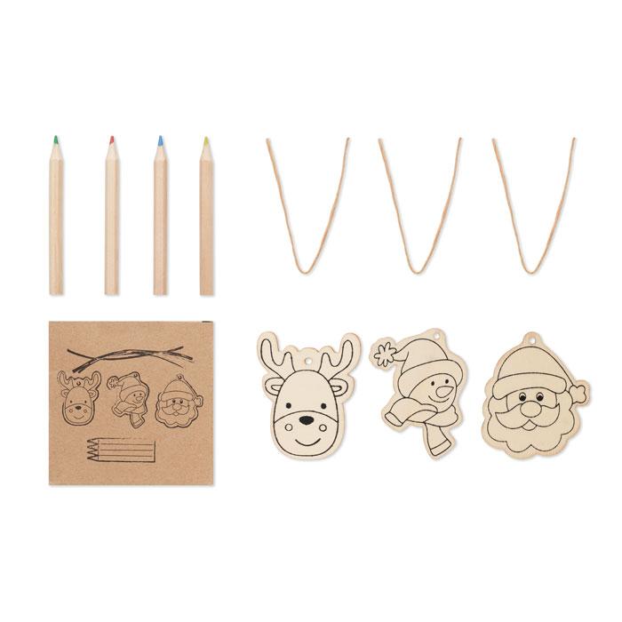 MidOcean Wooden Christmas Ornament Set (Pack of 3)