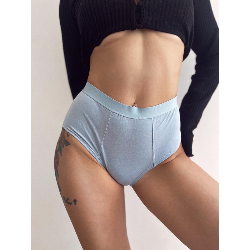 Pure Color Comfortable Cotton Simple Basic Women's Cotton Mid Waist Half Buttocks Large Briefs