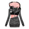 Women'S Fashion Jackets  Casual Patchwork Print Outerwear Streetwear Zipper Hoodie Coats Pocket Cardigan Thicker Warm Coat