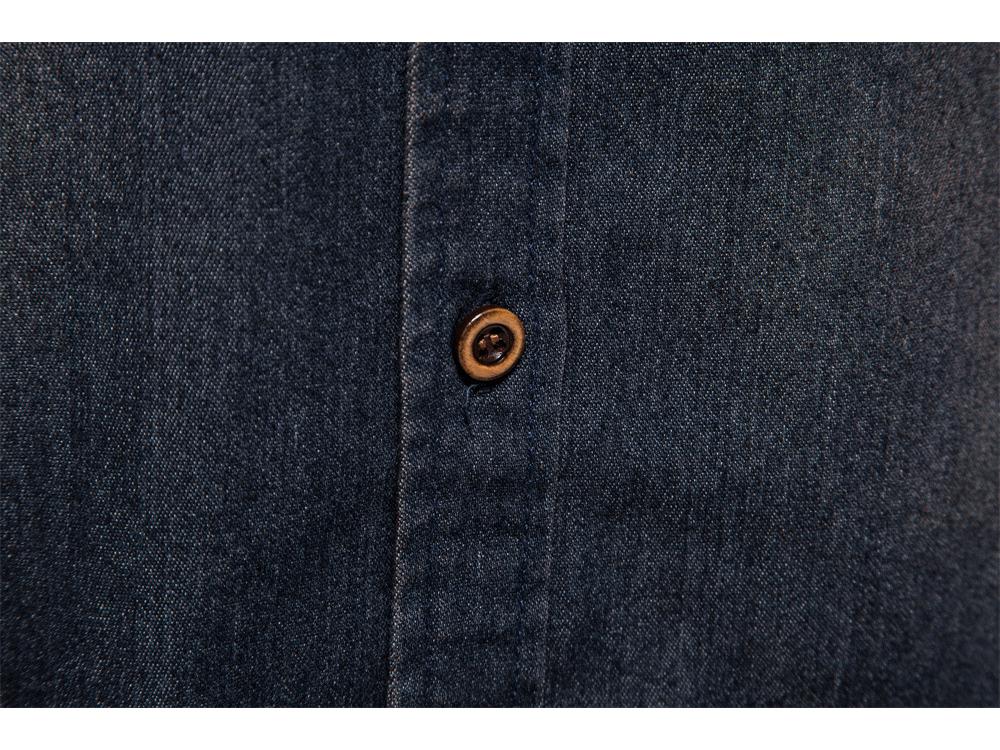 2022 Модная мужская повседневная однотонная немнущаяся джинсовая рубашка с длинным рукавом американского размера