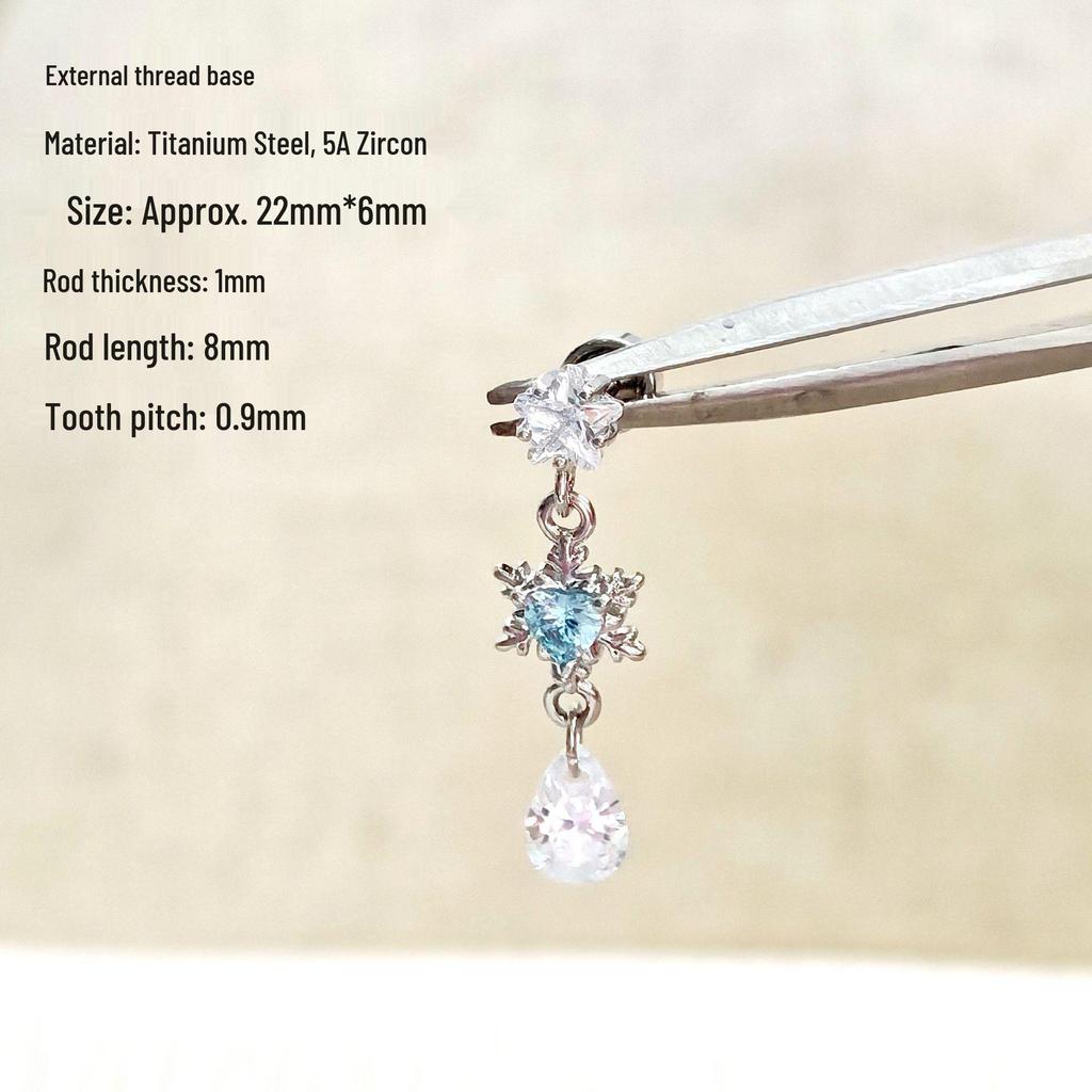 316L Titanium Steel Cartilage Earring with Blue Zircon
