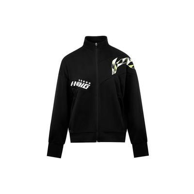 Спортивная куртка с воротником-стойкой и логотипом серии для бадминтона, женская куртка, черная AWDS364-1