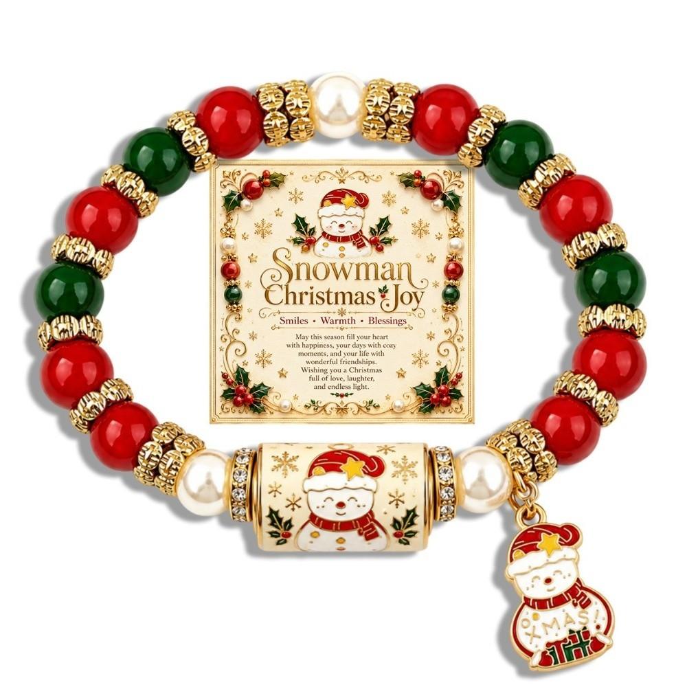 Santa Claus Beaded Bracelet Crystal Pearl Women Bangle Christmas Themed Christmas Bracelet Girl