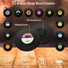 Anti-scratch Furniture Countertop Protectors Retro Elk/Vinyl Record Coasters, Decorative Wooden Cup Mats, Insulated Table Wilderness Landscape Pattern