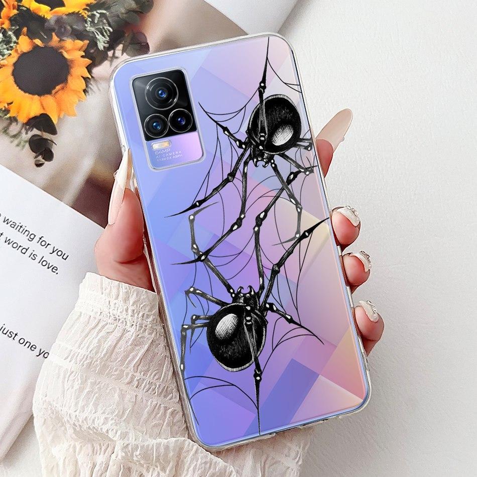 Чехол для телефона Vivo V21e V2061 / V21 4G 5G V2050 V2066 VivoV21e V 21 4G Элегантный цветочный принт с кошкой Мягкий силиконовый ТПУ Чехлы