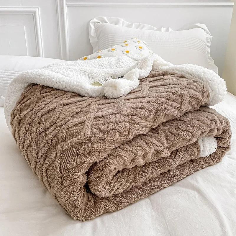 Winter Blankets Soft Plaid Warm Fleece for Adults Kids Solid Sofa Bed Cover Duvet Plush Throw Bedspread for Home Beds Couch