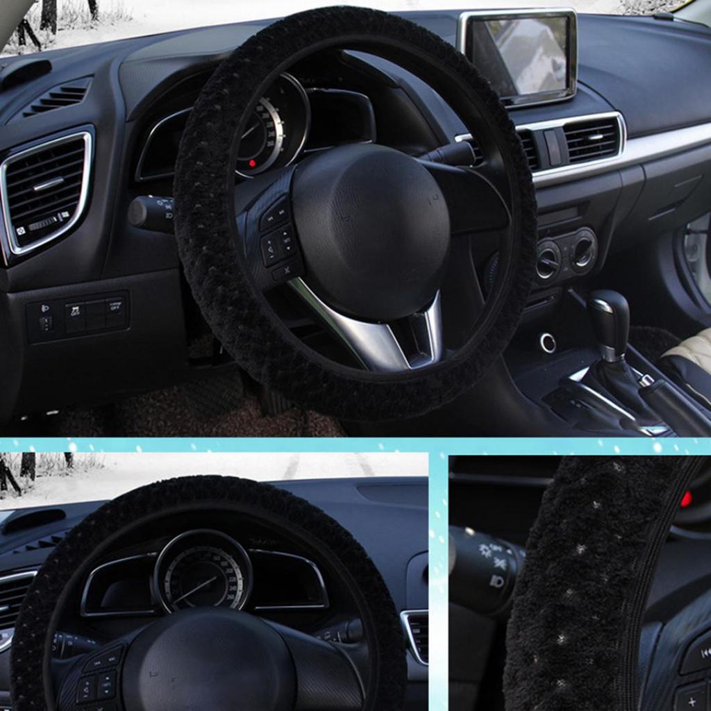 Универсальный зимний противоскользящий мягкий плюшевый защитный чехол на руль автомобиля
