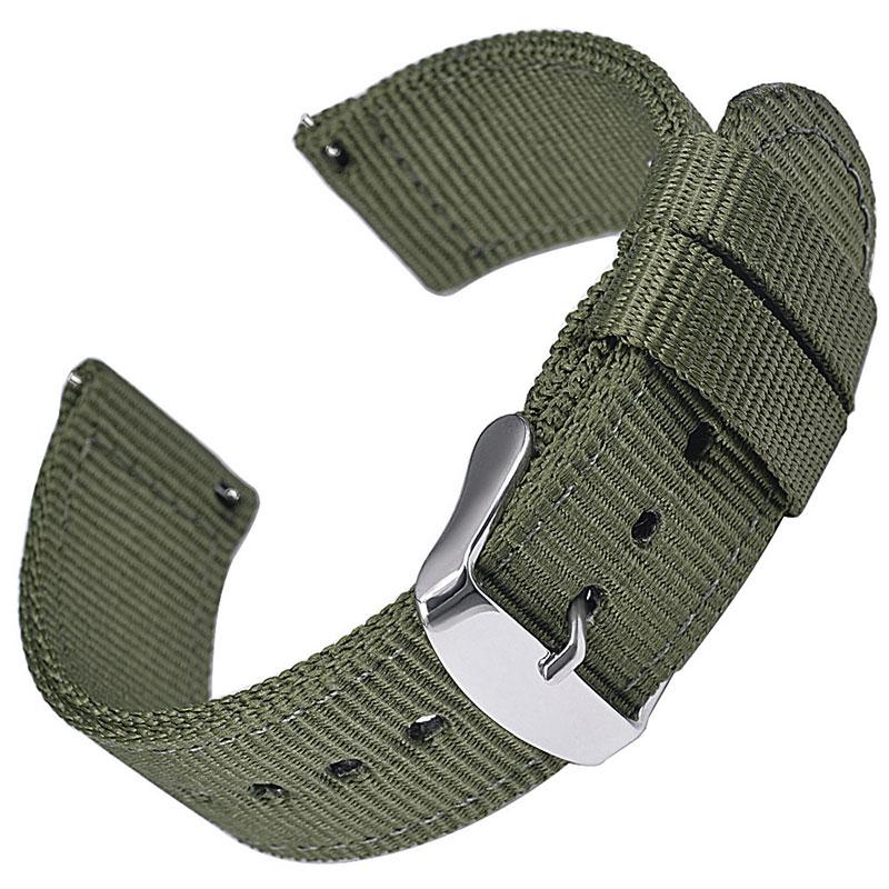18/20/22mm With Steel Metal Needle Buckle Canvas Watch Strap Outdoor Sports Strap Nylon Watch Band