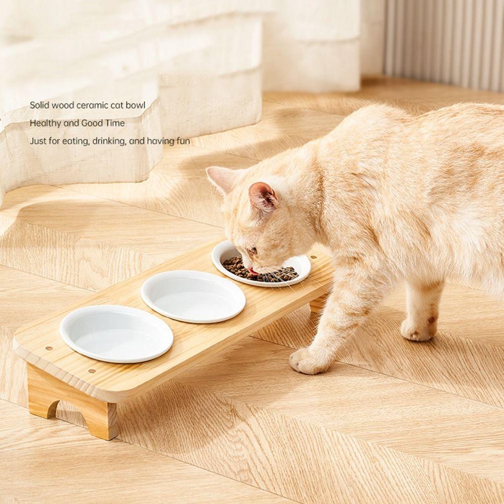 Съемная приподнятая кормушка для домашних животных с деревянной подставкой, приподнятая миска для кормления кошек, товары для домашних животных