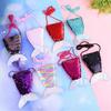 Creative Travel Portable Girls Cute Money Key Card Storage Bag with String Shiny Color Sequin Mermaid Tail Shape Kid Coin Purse