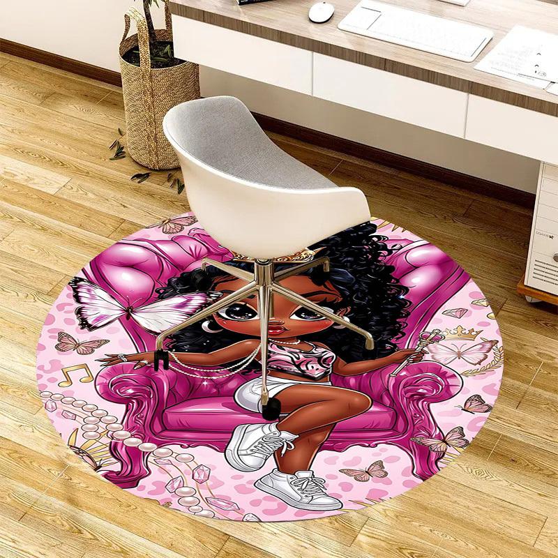 1PC Princess Butterfly Non-Slip Floor Round carpet, Office, family, bedroom, Large Area Rug Indoor Rugs, Durable Polyester-L0389