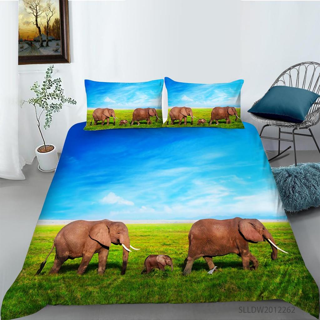 Новая мода комплект пододеяльников со слоном королевского размера, постельные принадлежности, роскошный домашний текстиль, мягкий пододеяльник с 3D принтом животных, детское постельное белье