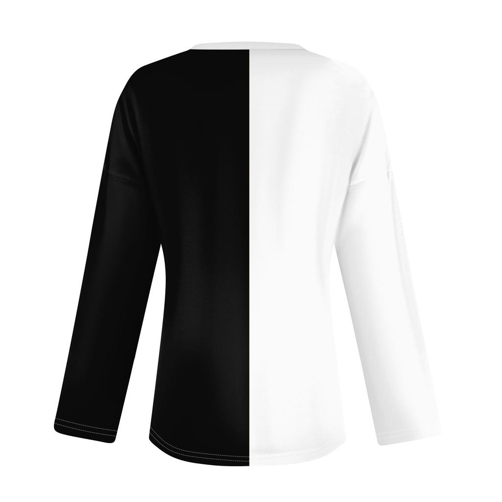 Женская футболка с принтом, с заниженной линией плеч, с длинным рукавом, повседневная, выходного дня, модная, базовая, с V-образным вырезом, обычная, топ