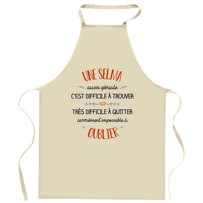 Tablier de cuisine - Une Selma - Motif humour - Coton résistant - Impression française