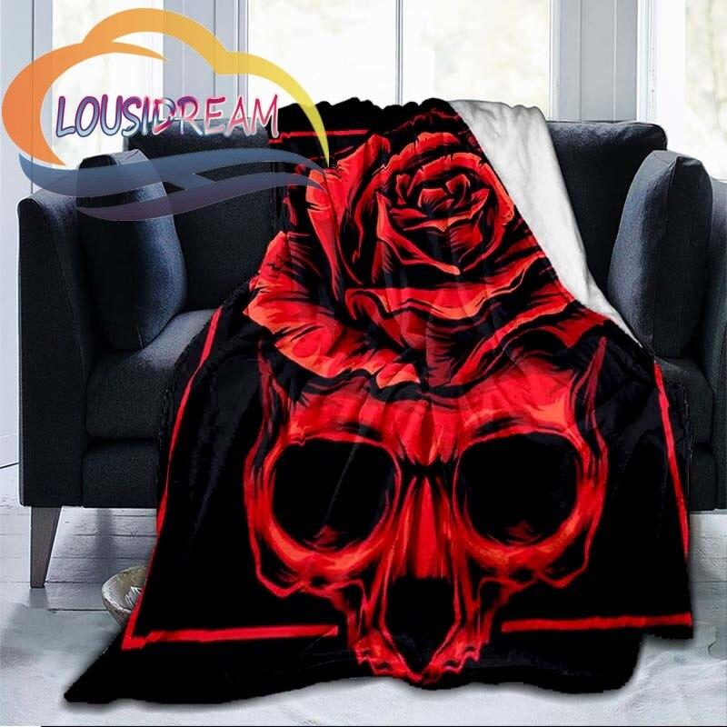Одеяло с розовым черепом, покрывало для кровати, одеяло из микрофибры с цветным черепом для детей и взрослых, дорожное одеяло для взрослых